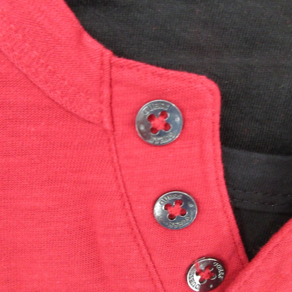 GUESS Mens Shirt Extra Large Henley Red Pullover Half Button Short Sleeve New - Picture 7 of 10